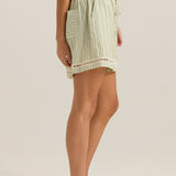 Nerida Trim Short - Olive Cream Stripe