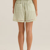 Nerida Trim Short - Olive Cream Stripe