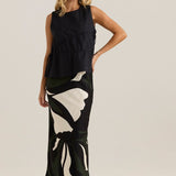 Tarni Satin Slip Skirt - Iris Abstract Print