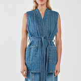 Pepa Quilted Denim Vest - Classic Blue