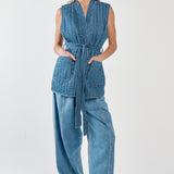 Pepa Quilted Denim Vest - Classic Blue