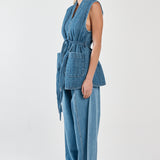 Pepa Quilted Denim Vest - Classic Blue