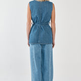 Pepa Quilted Denim Vest - Classic Blue