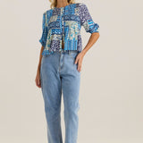 Isra Peplum Blouse - Sea Meadow