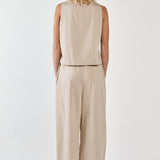 Renee Paper Bag Pant - Beige Black Stripe