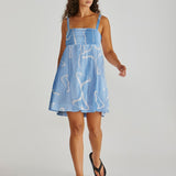 Tilda Empire Line Mini Dress - Abstract Daisy