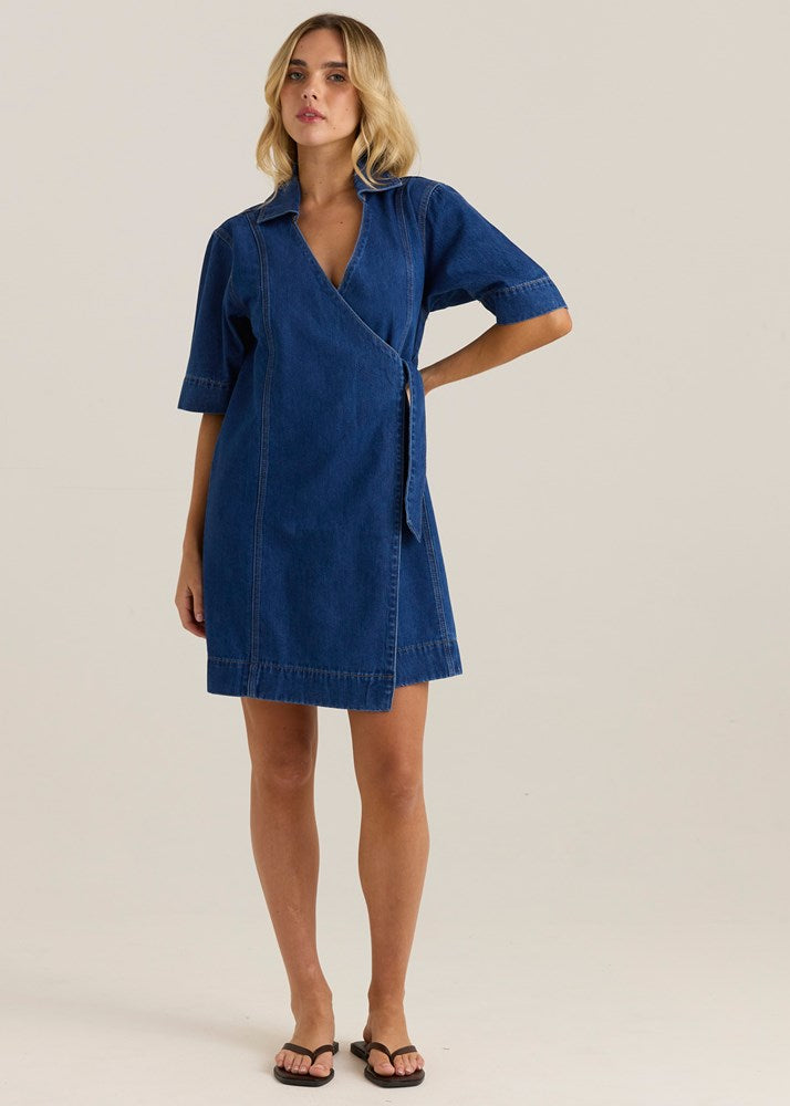 Sylvia Denim Wrap Dress - Classic Blue Wash