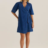 Sylvia Denim Wrap Dress - Classic Blue Wash