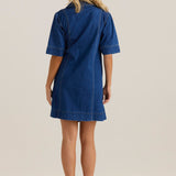 Sylvia Denim Wrap Dress - Classic Blue Wash