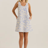 Kaia Shift Dress - Blue/White Stripe