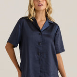 Jasper Satin Shirt - Navy