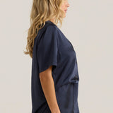 Jasper Satin Shirt - Navy