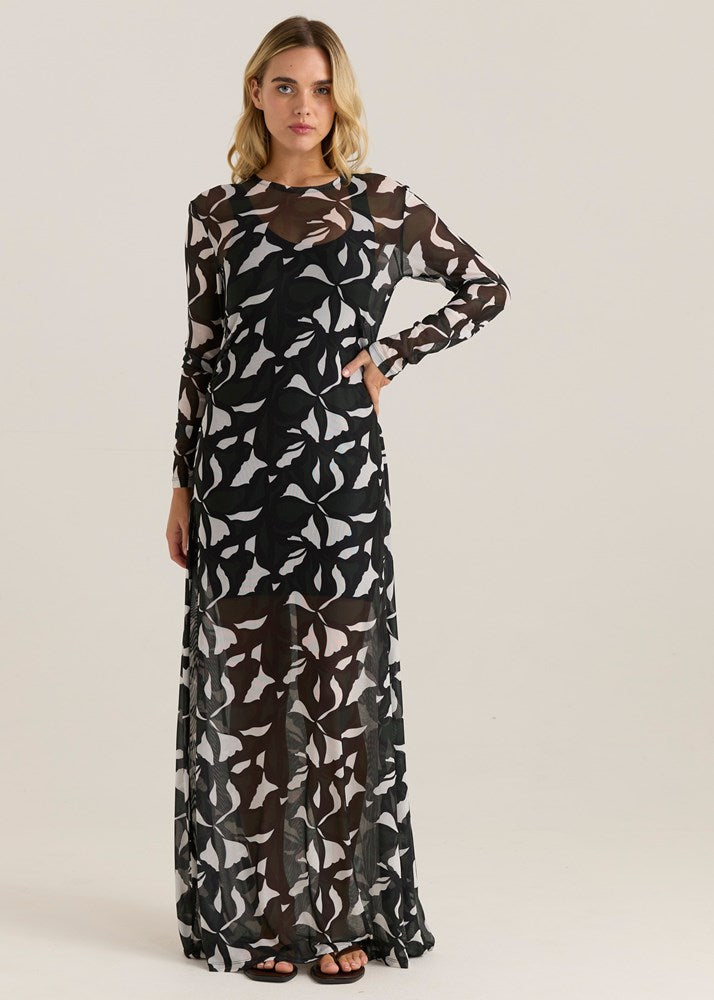Tarni Mesh Dress - Iris Abstract Print