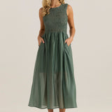 Saga Tank Dress - Sage Olive