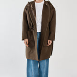 Maxi Hooded Coat - Dark Olive