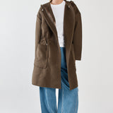 Maxi Hooded Coat - Dark Olive