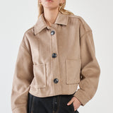 Rochelle Cropped Coat - Mushroom Grey