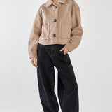 Rochelle Cropped Coat - Mushroom Grey