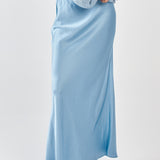 Paula Satin Slip Skirt - Ice Blue