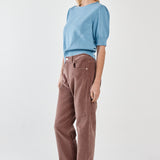 Esti Pointelle Knit Tee - Denim Blue