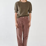 Esti Pointelle Knit Tee - Khaki