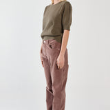 Esti Pointelle Knit Tee - Khaki