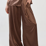 Eddy Crushed Satin Pant - Chocolate