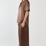 Eddy Crushed Satin Pant - Chocolate