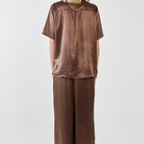 Eddy Crushed Satin Pant - Chocolate