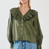 Artha Frill Blouse - Olive