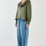 Artha Frill Blouse - Olive