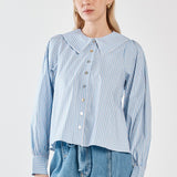 Gypsy Large Collared Shirt - Blue Choc Stripe