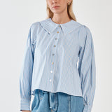 Gypsy Large Collared Shirt - Blue Choc Stripe