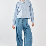 Gypsy Large Collared Shirt - Blue Choc Stripe