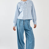 Gypsy Large Collared Shirt - Blue Choc Stripe