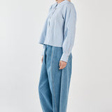 Gypsy Large Collared Shirt - Blue Choc Stripe
