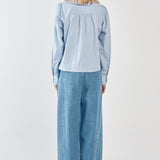 Gypsy Large Collared Shirt - Blue Choc Stripe