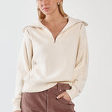 Esti Pointelle Zip Up Knit - Cream