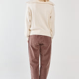 Esti Pointelle Zip Up Knit - Cream