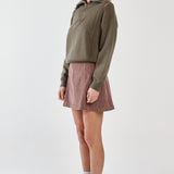 Esti Pointelle Zip Up Knit - Khaki