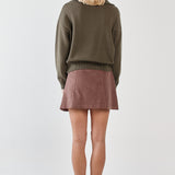 Esti Pointelle Zip Up Knit - Khaki