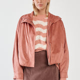 Sara Suede Bomber Jacket - Rosewood