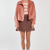 Sara Suede Bomber Jacket - Rosewood