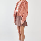 Sara Suede Bomber Jacket - Rosewood