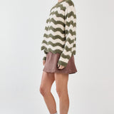 Nikkita Wavy Stripe Knit - Cream/Olive