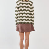 Nikkita Wavy Stripe Knit - Cream/Olive