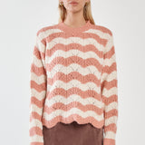 Nikkita Wavy Stripe Knit - Cream/Pink