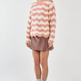 Nikkita Wavy Stripe Knit - Cream/Pink