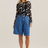 Tarni Mesh Top - Iris Abstract Print