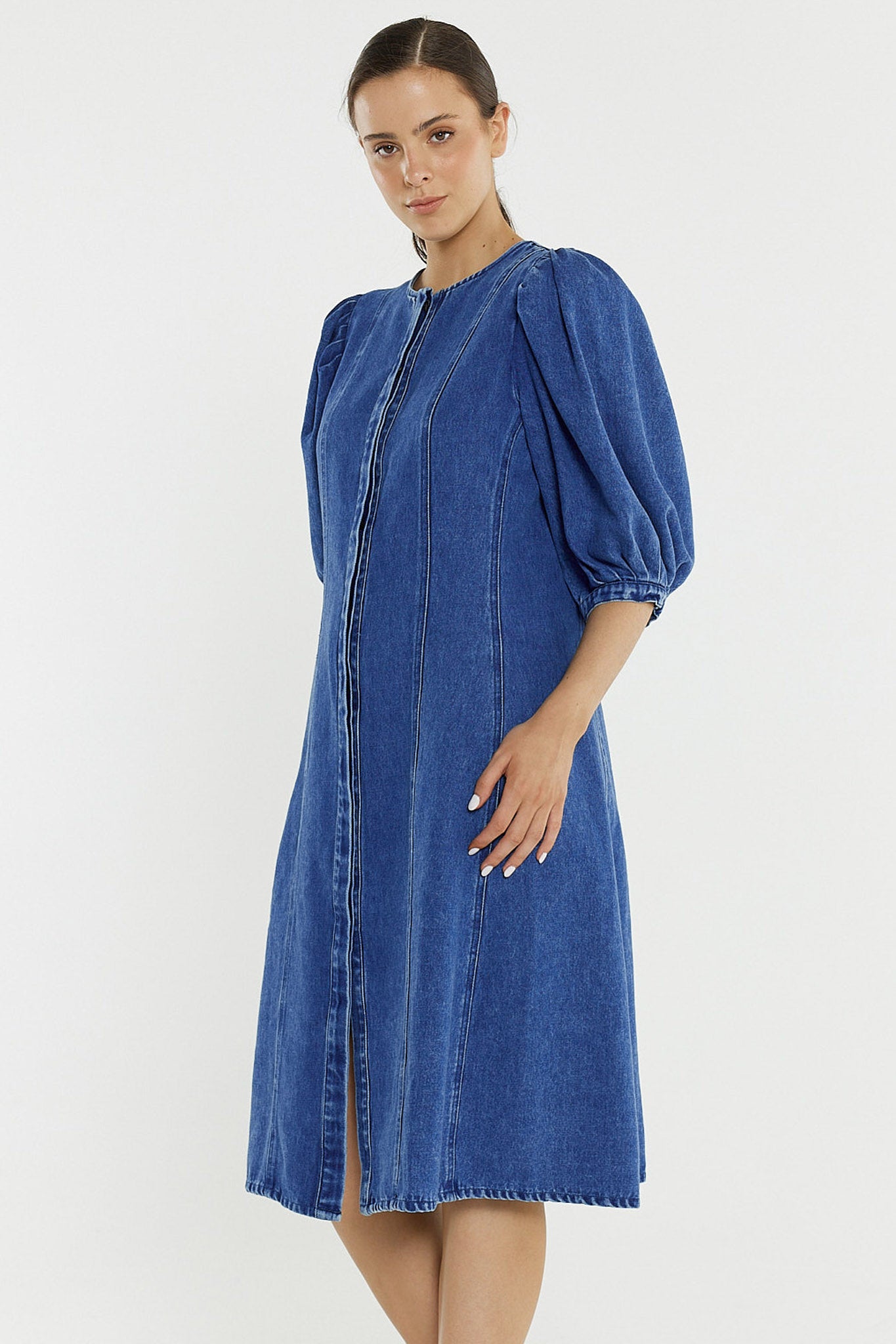 Elijah Midi Denim Dress | Sass Clothing